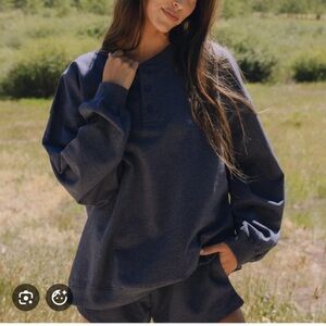 Daily Drills Fleece Henley crewneck and Fleece super shorts set